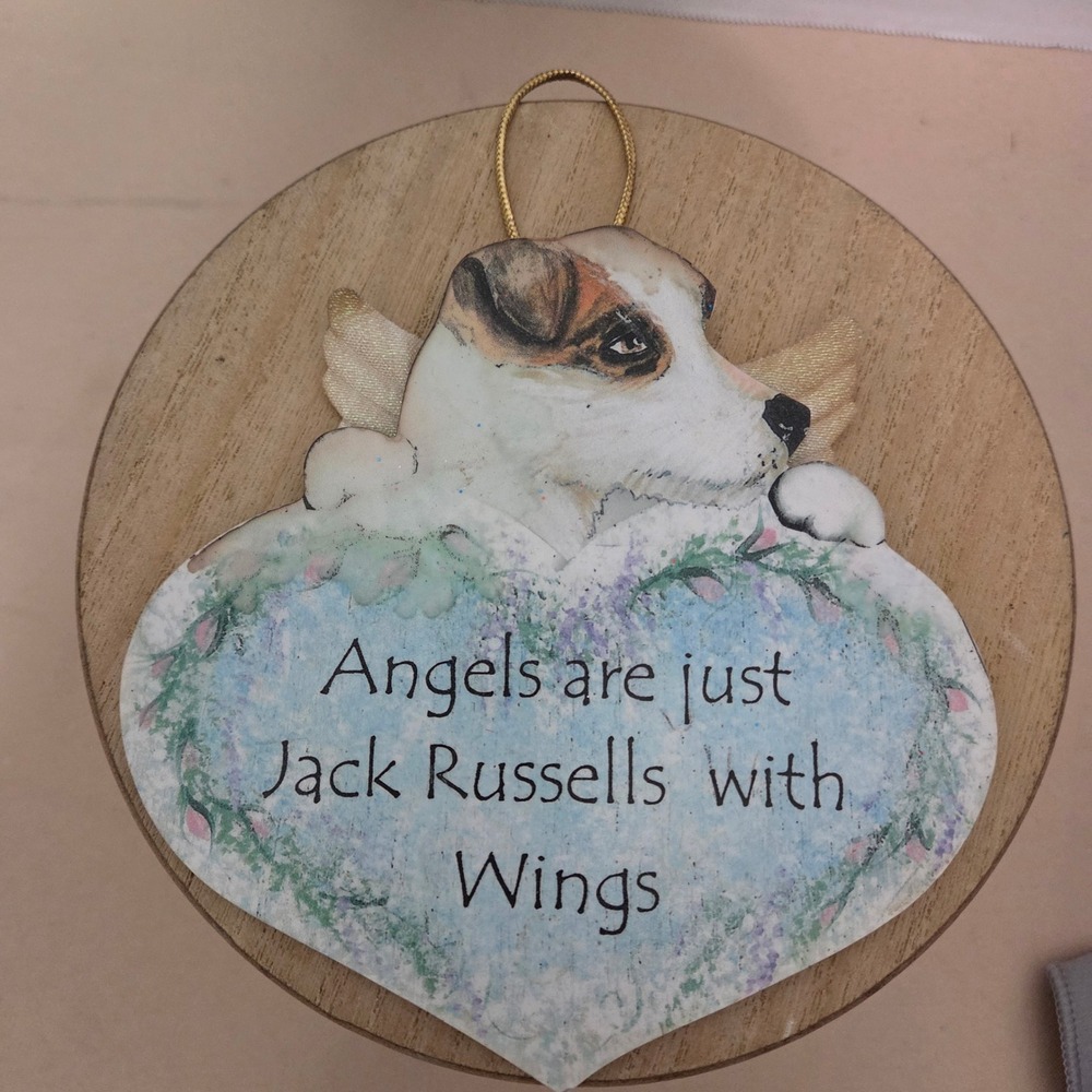 Jack Russell Terrier Angel Wings Heart Hanging Ornament Pet Memorial Decor‎